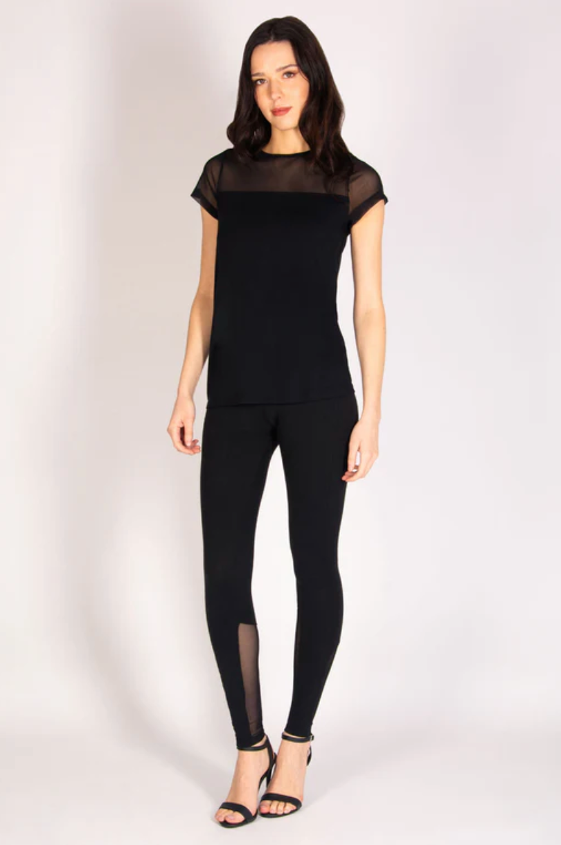 Mesh Panel Short Sleeve Top