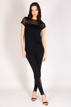 Mesh Panel Short Sleeve Top