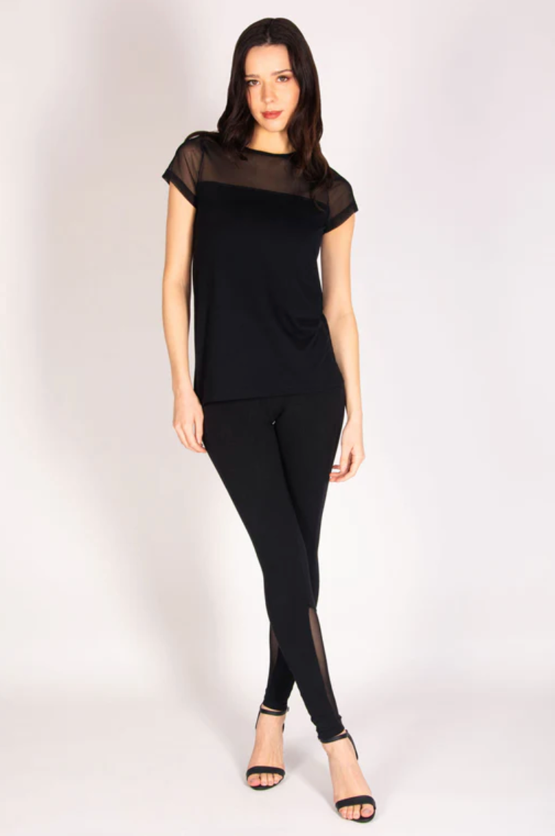 Mesh Panel Short Sleeve Top