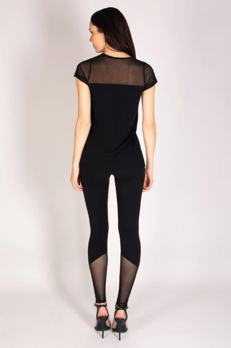Mesh Panel Short Sleeve Top