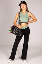 Contrast Band Bootcut Jersey Trousers